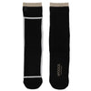 Black socks with white accents on a white background